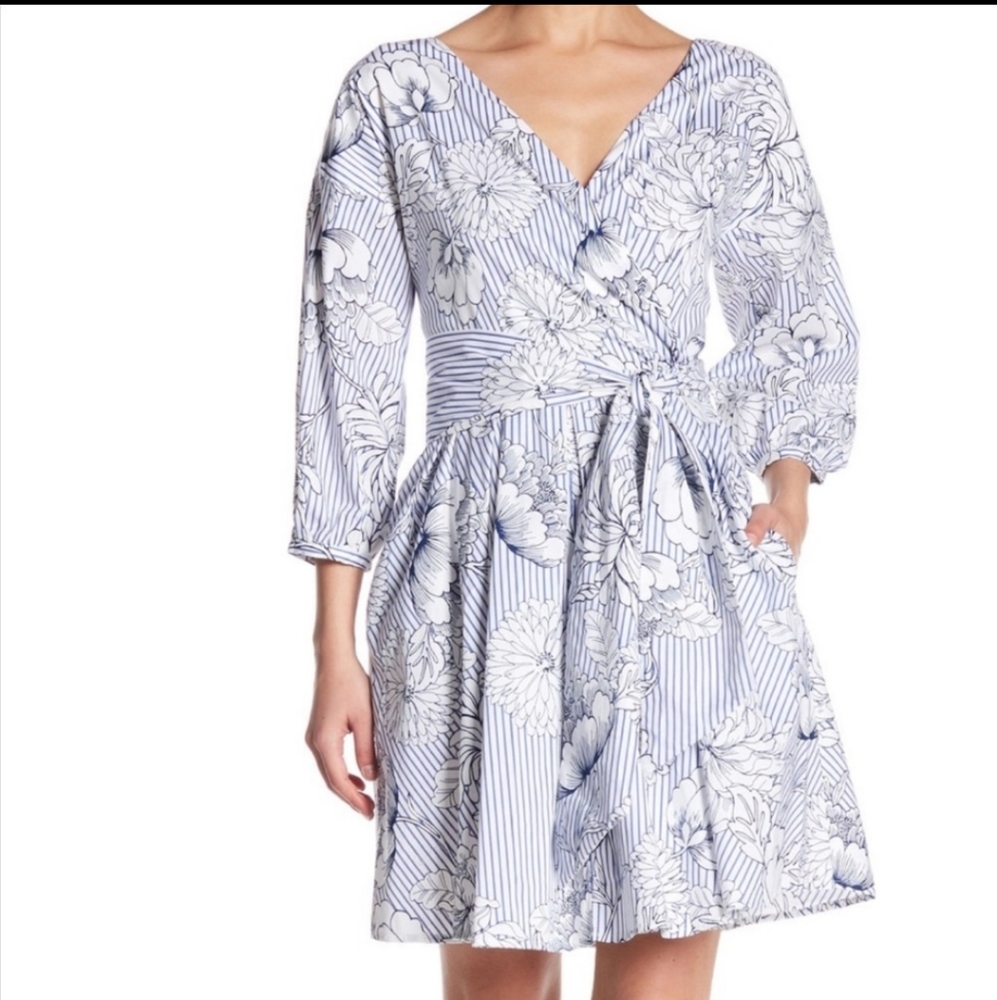 Alexia Admor striped floral 3/4 sleeve dress